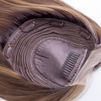 Prêt à expédier : Topper juif casher en cheveux humains vierges à 100 %, base en soie, pour femmes, couleur naturelle, 16, 18, 22 pouces, 7x8, à clipser, sans colle