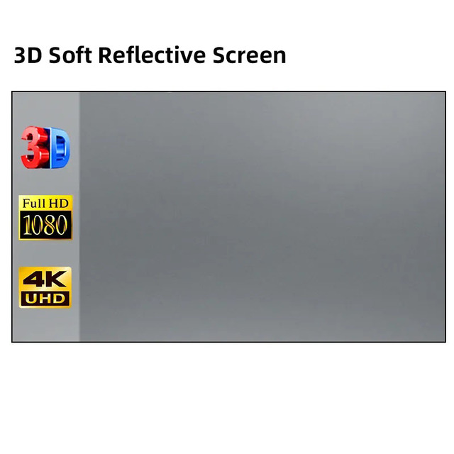 Yinzam Home Cinema 3D 8K Reflective Soft Metal Screen 100,120 Inch for LCD Projectors Screen High Gain 3D Grey Crystal Screens