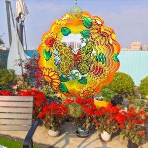 Tournesol métallique coloré de 12 pouces en forme de flamant rose pour la décoration de jardin et de cour, forme de papillon rectangulaire - Product Image 3