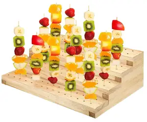 定制食物串架木制挑架餐饮自助餐展示板带孔矩形开胃菜串盘