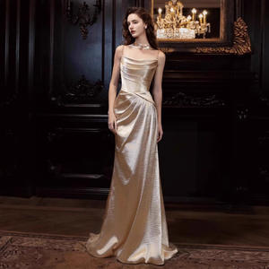 Женское блестящее вечернее платье-русалка, модное плиссированное, элитное, для помолвки, роскошное, для банкета, для невесты, выпускного вечера - Product Image 1