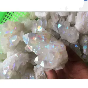 Wholesale natural crystal stone beautiful angel white aura quartz pineapple clusters for decoration