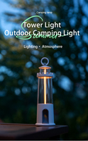Lanterne de camping LED portable, lumière d'ambiance respirante rechargeable pour le camping, le pique-nique, la randonnée et la lumière d'urgence nocturne
