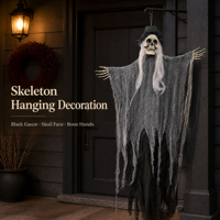 Décoration d'Halloween suspendue SIPKLR 35'' - Squelette effrayant, sorcière, fantôme - Décoration pour maison hantée, fête, jardin