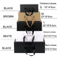 Boîtes d'emballage pour chaussures pour hommes et femmes Black Pink, en carton rigide, personnalisées, avec poignée en ruban