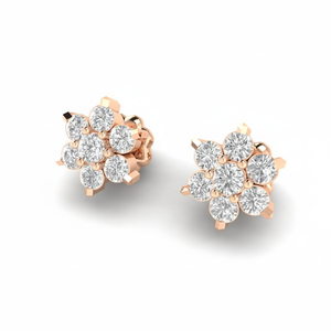 Meilleure offre sur des boucles d'oreilles pour enfants et femmes en or rose avec diamants ronds de 0,45 carat, forme florale, 100% diamants véritables - Product Image 2