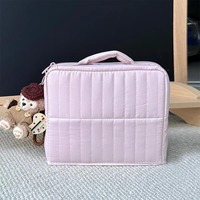 Organisateur de toilette portable à compartiments séparés, trousse de maquillage transparente verticale pour femmes, grande trousse de rangement cosmétique de voyage