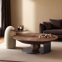 Ensemble de tables basses en bois pour salon, style vintage de luxe, table basse ronde, style minimaliste moderne, table basse pour la maison