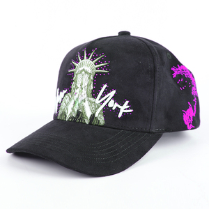 High Quality Custom Embroidery Logo 5 Panel Suede Satin Lined Baseball Cap <b>Mens</b> Sport Baseball <b>Hat</b> - Product Image 3