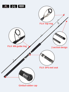 Canne à pêche MADMOUSE GT Saltwater Popping 2.4/2.64m PE3-10, guides Fuji complets, carbone haute performance 80H 88XH, poignée EVA pour la pêche en bateau, la jigging et le <span class=keywords><strong>surf</strong></span> - Product Image 3