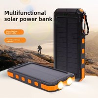 Banco de Energía Solar Multifuncional con Brújula y Protección Anticaídas, 10000mAh, Luz LED Impermeable para Exteriores, Fuente de Alimentación Portátil para Teléfono Móvil