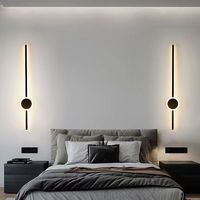 Applique murale LED moderne noire linéaire et circulaire, luminaire mural vertical minimaliste pour salon et chambre