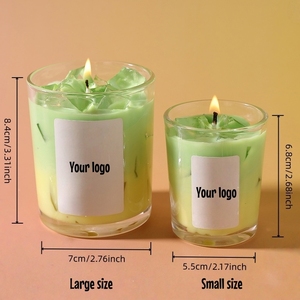 Vela Aromática Decorativa Artesanal en Frasco, con Etiqueta Privada Personalizada, con Diseño Realista de Cubos de Hielo y Café Latte Degradado - Product Image 4