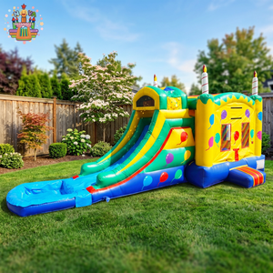 Château gonflable pour enfants Nova Brand, en PVC commercial, écologique, 4x4x4m, capacité de 5 personnes, toboggan extérieur - Product Image 1