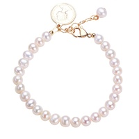 Bracelet en perles d'eau douce blanches en gros, perles presque rondes, chaîne en alliage plaqué or, fournisseur de bijoux, fabrication artisanale sur mesure OEM ODM