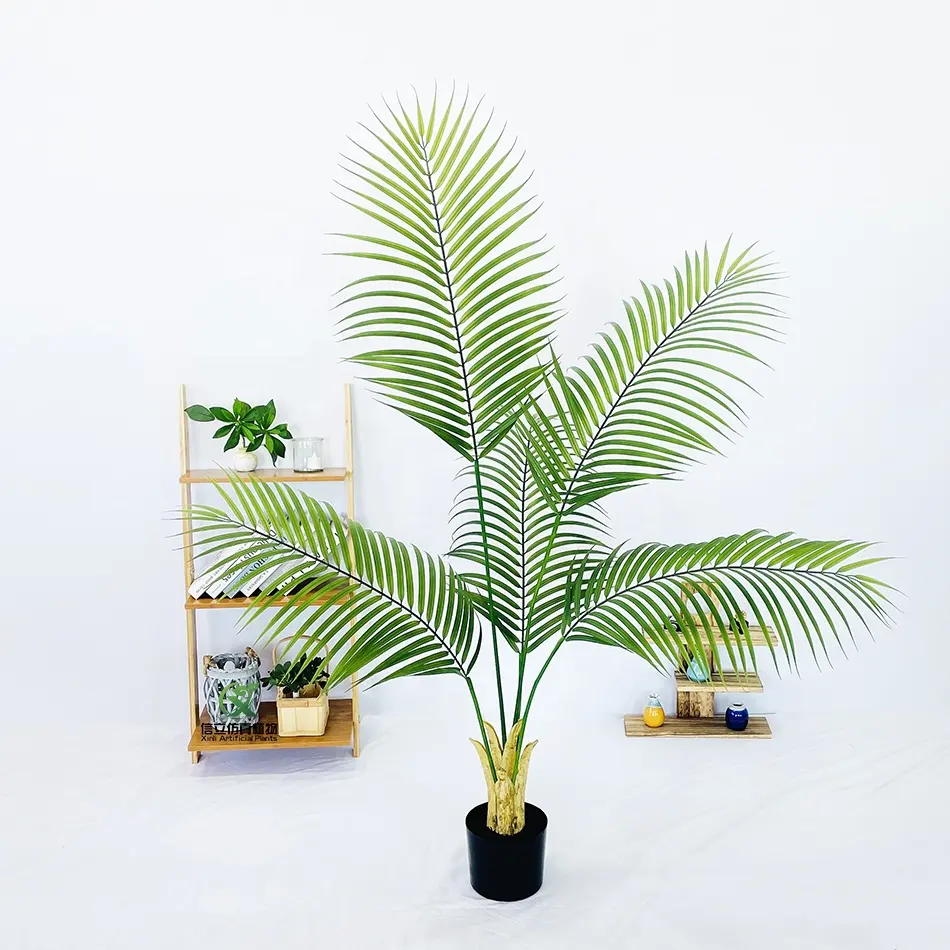 Großes Blatt mit echter Touch 150 cm Indoor Outdoor Grünland Areca Palmenpflanzen für Büro Zuhause Innenausbau