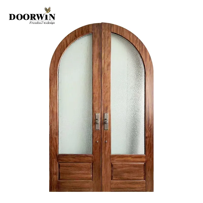 Doorwin China Factory Supplied Half Circle Front Door Glass Around Wood Entry Doors Glass Casement Half Circle Door
