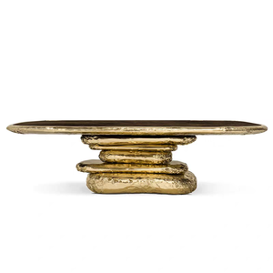 Table <span class=keywords><strong>à</strong></span> manger en laiton BOCA DO LOBO, or, acier inoxydable, 8, 10, 12, 14 places, table de <span class=keywords><strong>restaurant</strong></span>, ensemble de salle <span class=keywords><strong>à</strong></span> manger en bois massif, meubles de luxe sur mesure pour la maison - Product Image 1