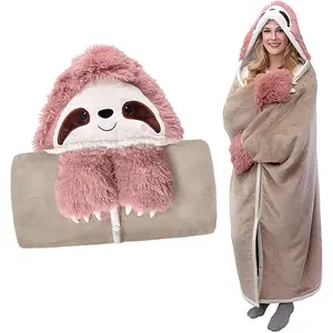 Manta con capucha personalizada para Tv, forro polar Sherpa, con mangas, para invierno