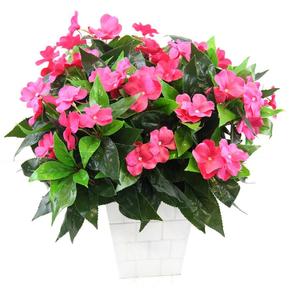 ขายร้อนจําลองสูง 7 สาขาผ้าไหมพลาสติกตกแต่งประดิษฐ์ impatiens บาล์สมิดอกไม้และพืชสําหรับงานแต่งงานที่บ้าน - Product Image 1
