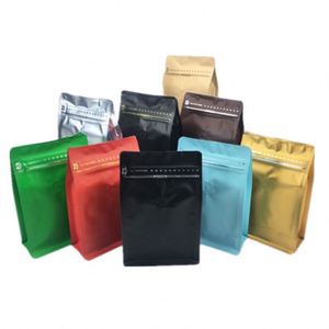 Sac à café en aluminium et plastique résistant à l'humidité avec logo personnalisé, avec valve de décompression, 9x18,5x5 cm, emballage promotionnel - Product Image 1