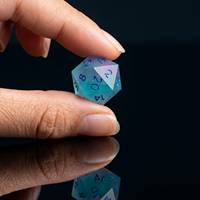 Mini set de dés DND en acrylique bleu turquoise mat, peints à la main, écologiques, 7 pièces, polyédriques, à bords tranchants, givrés, pour Dungeons & Dragons