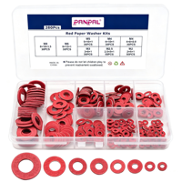 Kit assorti de rondelles isolantes plates en fibre de papier acier rouge, 8 tailles (M2, M2.5, M3, M4, M5, M6, M8), avec boîte (280 pièces)
