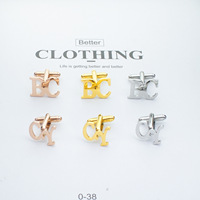 Mancuernillas de Traje Estilo Francés para Hombre, Chapadas en Oro, con Letra de Nombre Personalizada, Mancuernillas de Moda para Hombre