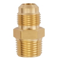 Adaptador de latón con rosca macho tipo abocardado SAE 1/8"-3/4" y acoplamiento de media unión macho BSPT/UNF para sistemas de propano/gas/refrigeración