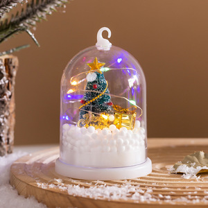Christmas Decoration <b>LED</b> Mini Christmas <b>Tree</b> in Dome Transparent Cover with Colorful Foam Beads Hanging Ornament for Party Decor - Product Image 3