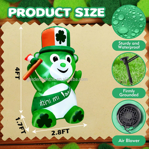 4 pies lindo verde sentado oso LED ecológico poliéster impermeable inflable St. Patrick's Day decoraciones hogar Hotel fiesta DC - Product Image 2