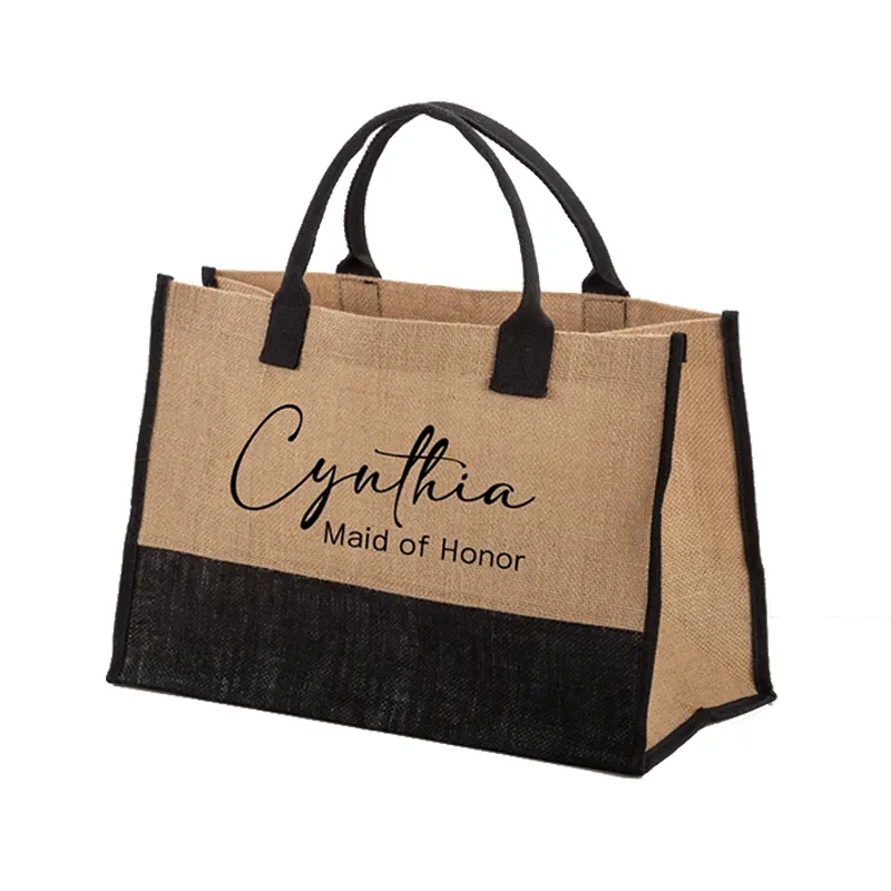 Accept DIY Custom Size Logo Print Plain Burlap jute tote shipping Gift Tote bag Jute Beach Bag Handbags for women Ladies