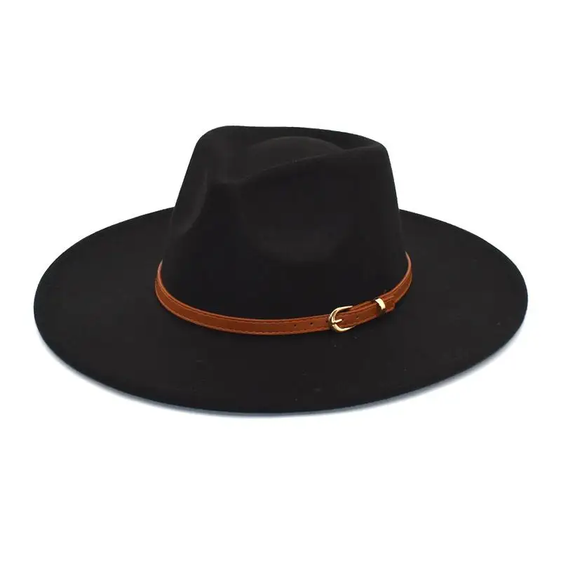 EU EUA Homens Mulheres Outono Inverno Moda Falso Lã Jazz Chapéus Panamá Grande Brim Top Hat Flat Brim Fedora Hat
