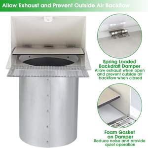 Grille d'aération murale à capot de 6 pouces en acier galvanisé blanc <span class=keywords><strong>pour</strong></span> cuisine extérieure et ventilation de sèche-linge, cache d'évacuation mural - Product Image 5