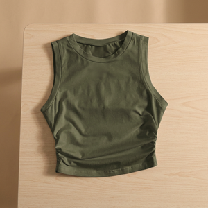 Women's Sleeveless Breathable Knitted Eco-Friendly Quick Dry O-Neck Casual Short Ribbed Basic <b>Crop</b> Tank <b>Top</b> - Product Image 3