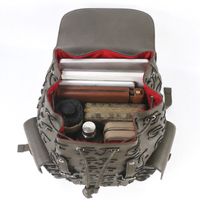 Mochila para Hombre GORFIA OEM ODM con Apliques de Letras, de Cuero PU, Gran Capacidad, para Viaje, con Cierre de Hebilla y Bolsillos Laterales