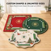 Tapis de jeu de mahjong silencieux épaissi de 3 mm, motif arbre de Noël, en caoutchouc antidérapant, imperméable et durable