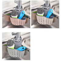 Accessoires de robinetterie de salle de bain et de cuisine en plastique détachable LGO, organisateur d'évier, porte-éponge suspendu, porte-savon, panier de drainage, crochets, passoire