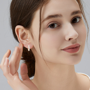 Sparkling Moissanite Diamond <strong>Hoop</strong> 925 Sterling <strong>Silver</strong> 11-15mm 0.60-2ct TW Women 14K Gold Plated Elegant Clip-on Huggies Earring - Product Image 3