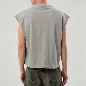 Custom 100%cotton <b>Scream</b> Print Sleeveless T <b>Shirt</b> Streetwear Drop Shoulder Oversize Tee for Men OEM ODM Manufacture - Product Image 2