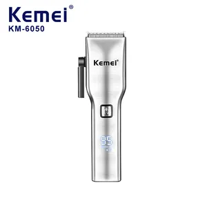 Saç kesme için KM-6050 profesyonel akülü kablolu berber makası erkekler için şarj edilebilir sakal düzeltici saç makasları