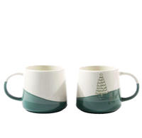 Mug Kopi Keramik Natal dengan Lapisan Warna Kustom, Kapasitas Besar, Aman untuk Microwave dan Mesin Cuci Piring, Desain Modern, Dilengkapi Tutup dan Sendok
