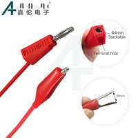 JIALUN 4mm Banana Plug to Copper Electrical Clamp Alligator Clip Test Cable Leads