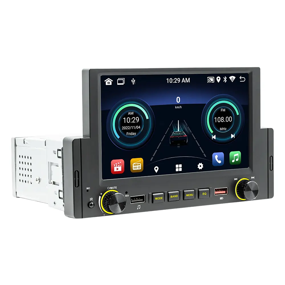 1 Din Android Rádio Do Carro Tela Retrátil Autoradio Universal Car MP5 Player Estéreo BT/GPS/WIFI Carplay 6,2 Polegadas Carro DVD Player