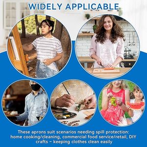 Tabliers jetables pour adultes, 23,6 x 37,4 pouces, tabliers en plastique imperméables, tabliers jetables en PE unisexes pour la cuisine, la peinture, le pique-nique - Product Image 6