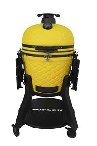Barbecue Kamado en céramique noire AUPLEX, nouveau design, 22 pouces, avec fumoir, grand barbecue au charbon <span class=keywords><strong>de</strong></span> bois jaune - Product Image 2