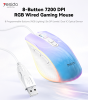 Souris filaire Yesido KB51 avec 8 boutons programmables, 7200 DPI, six niveaux de DPI, capteur optique double IC, dégradé RGB
