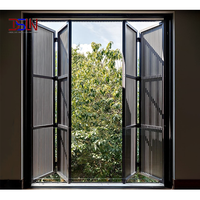 Jendela Lipat Akordion Kaca Aluminium Hitam Modern Tahan Air, Kedap Suara, dan Isolasi Panas untuk Balkon