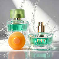Flacon de parfum vide transparent en verre hexagonal de 30 ml avec pulvérisateur à pompe à brume fine et bouchons de couleur macaron
