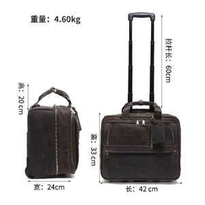 Dujiang Men's 16-Inch Business Carry-On <b>Suitcase</b> With Swivel Wheels Durable Leather Travel Bag For Business Travel - Product Image 4